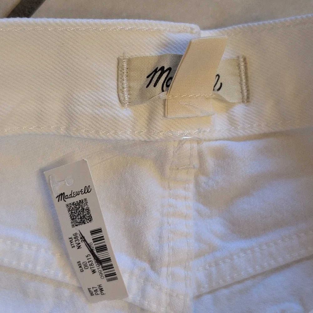 NWT Madewell Low-Slung Baggy Jeans Pure White Rigid Denim With Cuff Size 25 - Picture 5 of 13